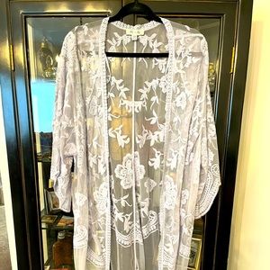 Grey mesh/lace kimono/ maternity cover up. Brand new